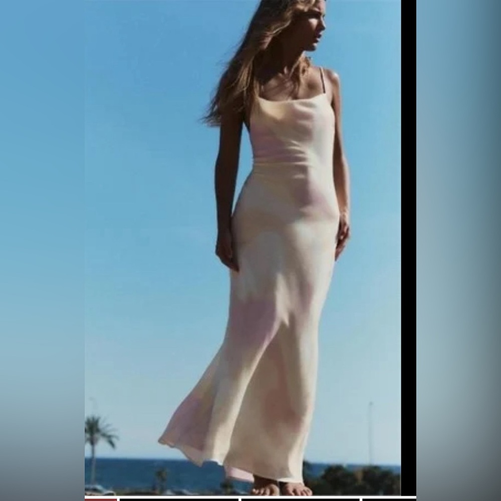 Zara Slip Maxi Dress in Blush Pink and Cream